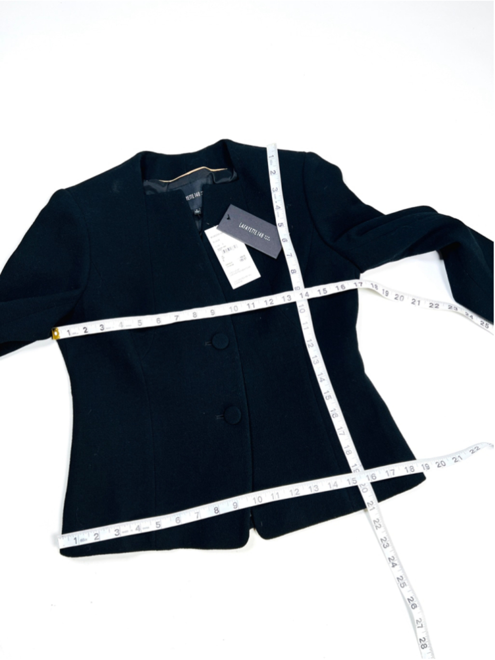 NWT Lafayette 148 New York Black Blazer 2 Jacket 100% Wool Minimalistic - Picture 8 of 10